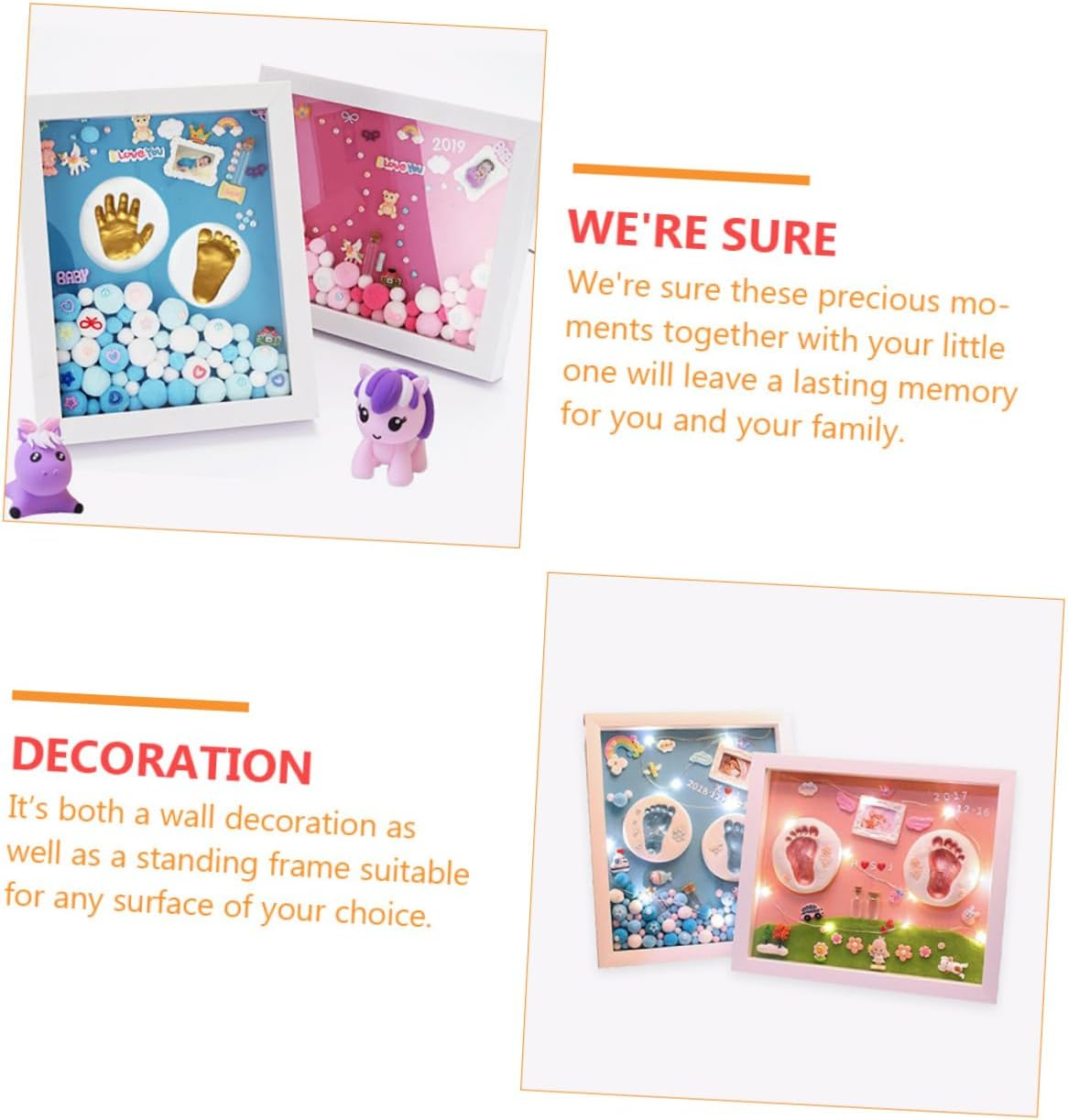 Newborn Handprint Footprint Photo Frame Inkless Print Kit Shower for Boy Girl image number 5