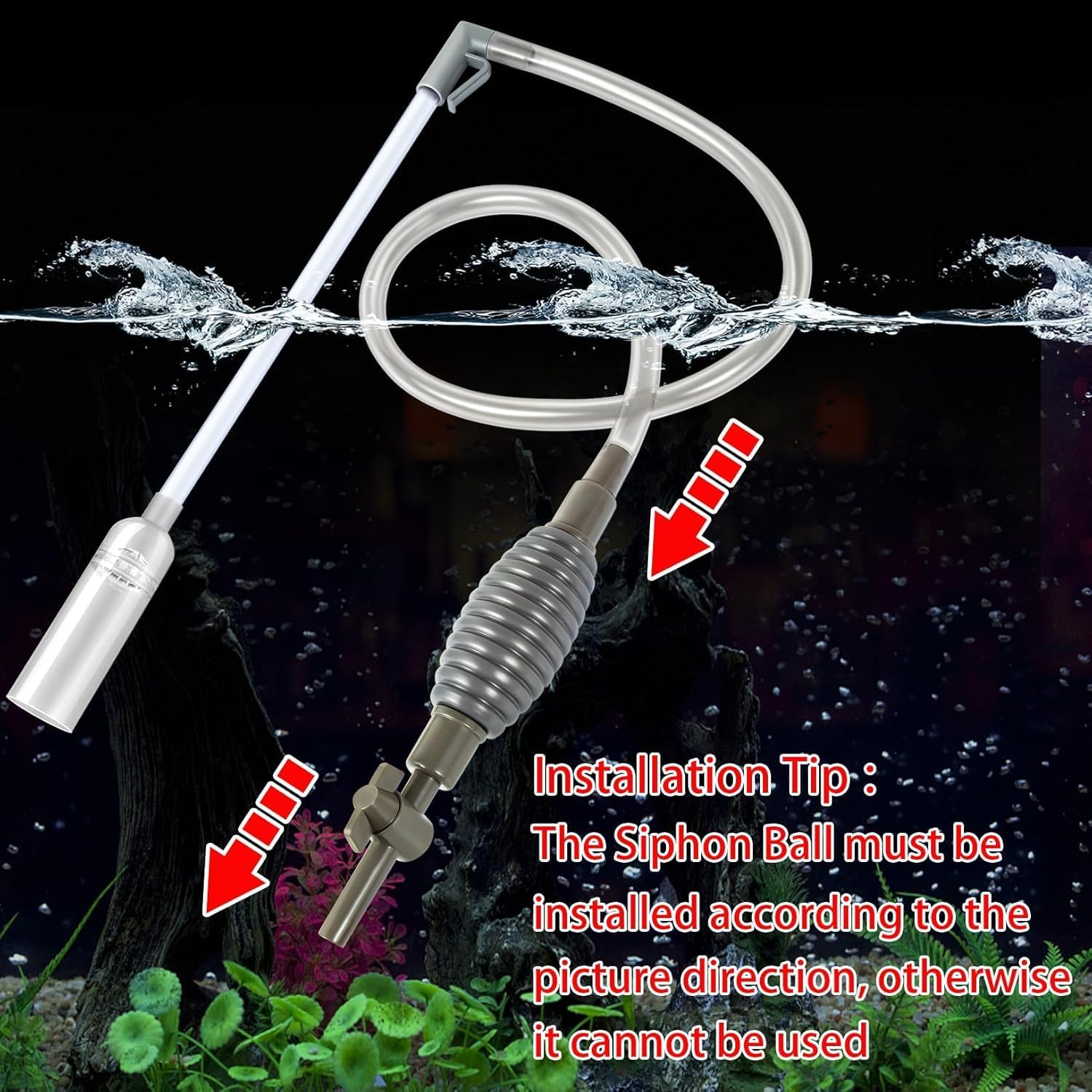 Aquarium Siphon Vacuum Cleaner for Gravel and Sand, Fish Tank Vacuum Gravel Cleaner, Powerful Fish Tank Vacuum Gravel Cleaning Kit for Aquarium Water Changer, Sand Cleaner, Dirt Removal image number 2