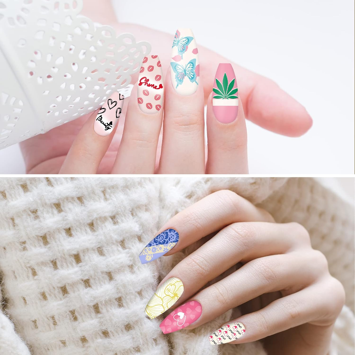 Loveourhome Valentine Nail Stamping Kit 7Pc Flower Butterfly Geometric Nails Stamping Plate Stencil with Silicone Stamper Scraper Stamp Tools for Women Girls Kids image number 5