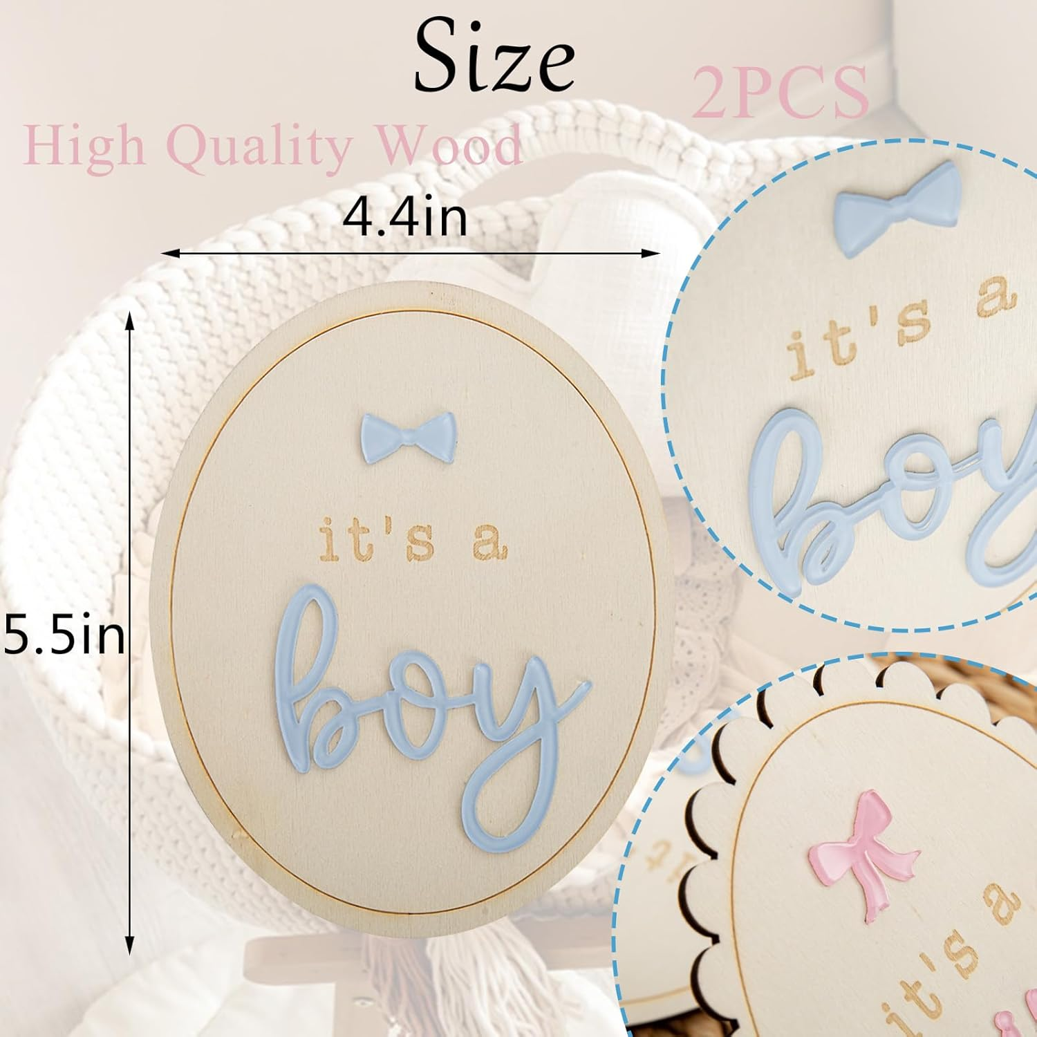 2PCS Hospital Gender Reveal It'S a Boy It'S a Girl Wooden Sign, Gender Reveal Hospital Sign, Baby Birth Announcement Sign Prop image number 3