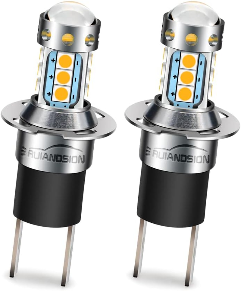 Ruiandsion H3C LED Bulb White 12-24V 2835 14SMD LED Chips LED Car Fog Light Daytime Running Bulb, Non-Polarity (Pack of 2)