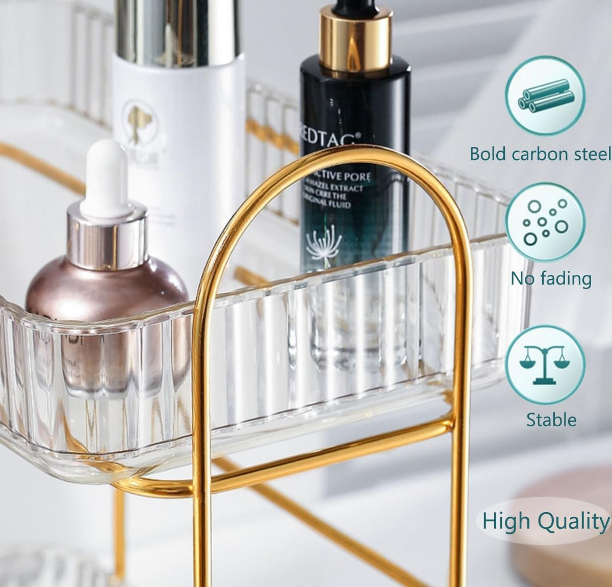 JUMOUR 2-Tier Large Makeup Organizer Cosmetic Display Cases Cosmetic Organizer Cosmetics Storage Box for Bathroom Countertop and Bedroom Dresser image number 2