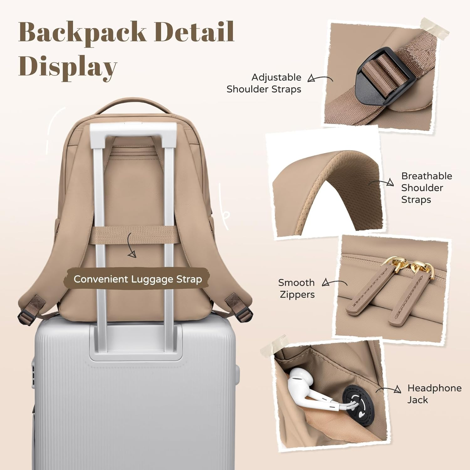 GOLF SUPAGS Multifunctional Laptop Backpack for Work Travel Leisure Business Backpack for Women Fits 15.6 Inch Notebook image number 5