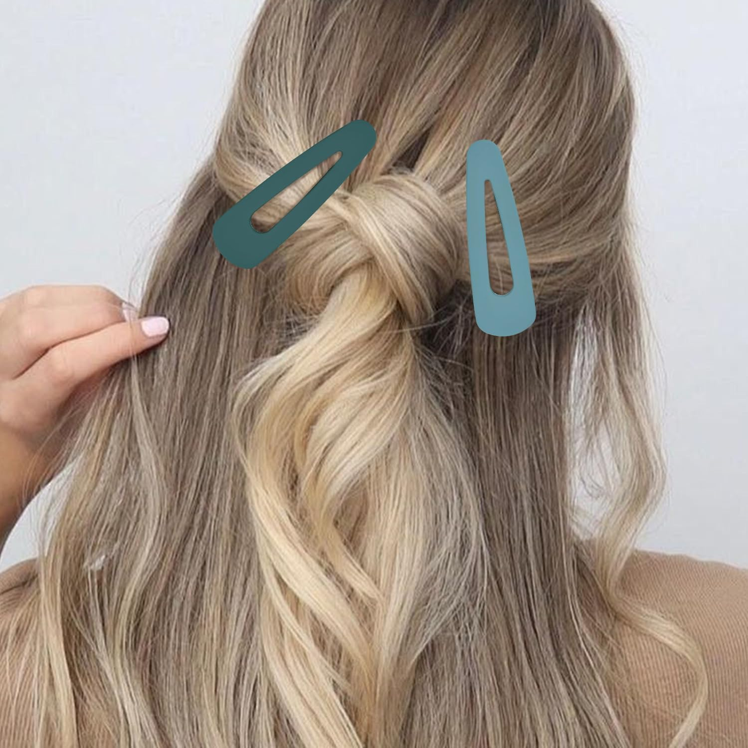 4PCS Large BB Hair Barrettes Metal Matte Snap Clips Hair Pins for Girls and Women Hair Accessories ((9Cm, Blue) image number 2