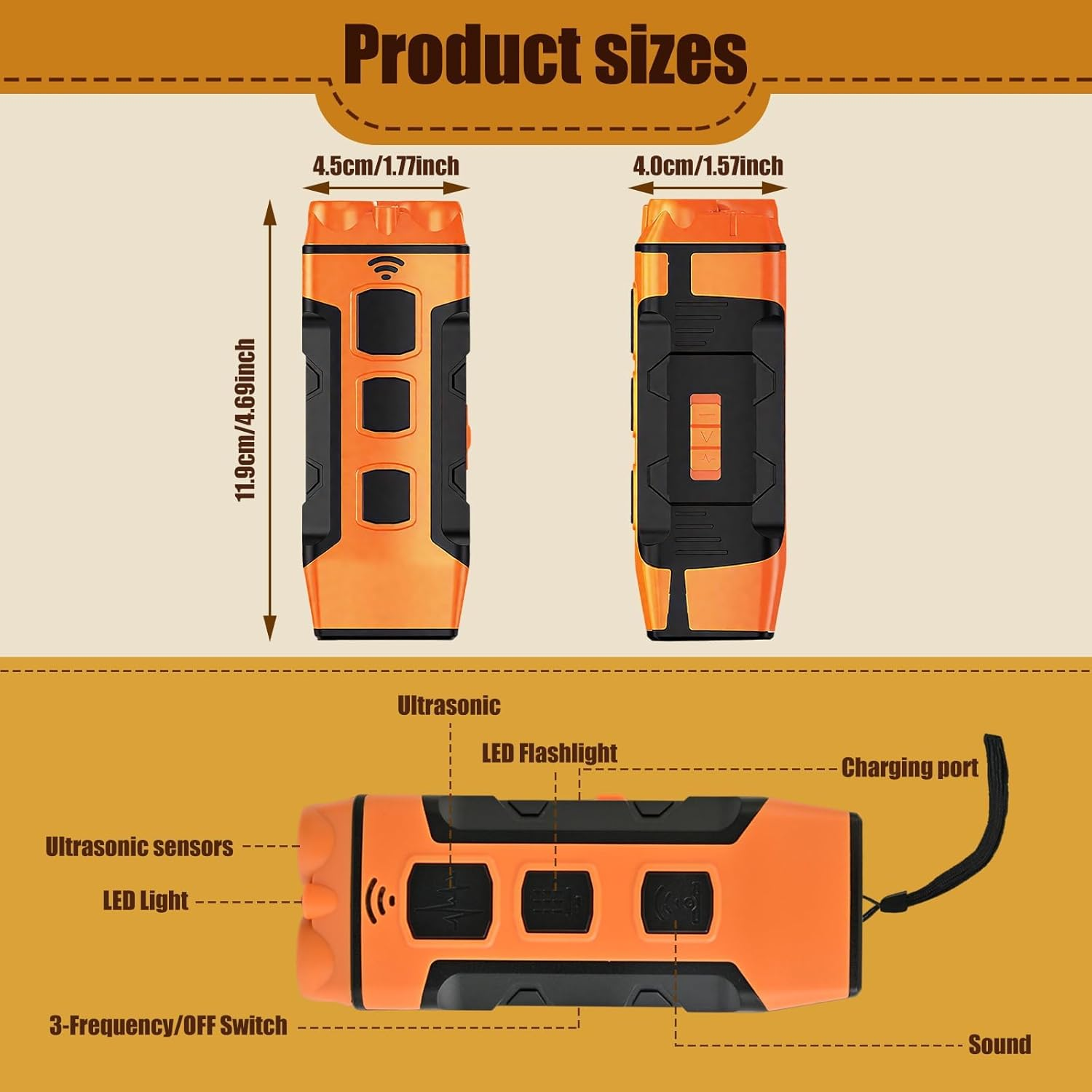 5-In-1 Dog Barking Deterrent Devices &ndash; anti Barking Device for Dogs, 3 Modes, 50Ft Range, Indoor/Outdoor Dog Training, Safe & Humane Bark Control with Rechargeable Battery