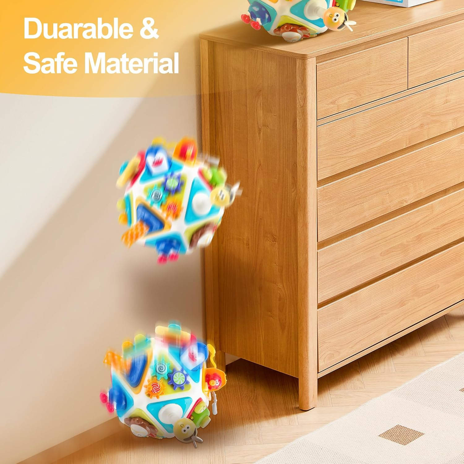 CYZAM 20-In-1 Activity Cube, Montessori Toys for 18M+ Kids Toddlers, Baby Sensory Busy Center with Lights and Music, Infant Educational Development Toys for 1 2 Years Old Boys Girls image number 4