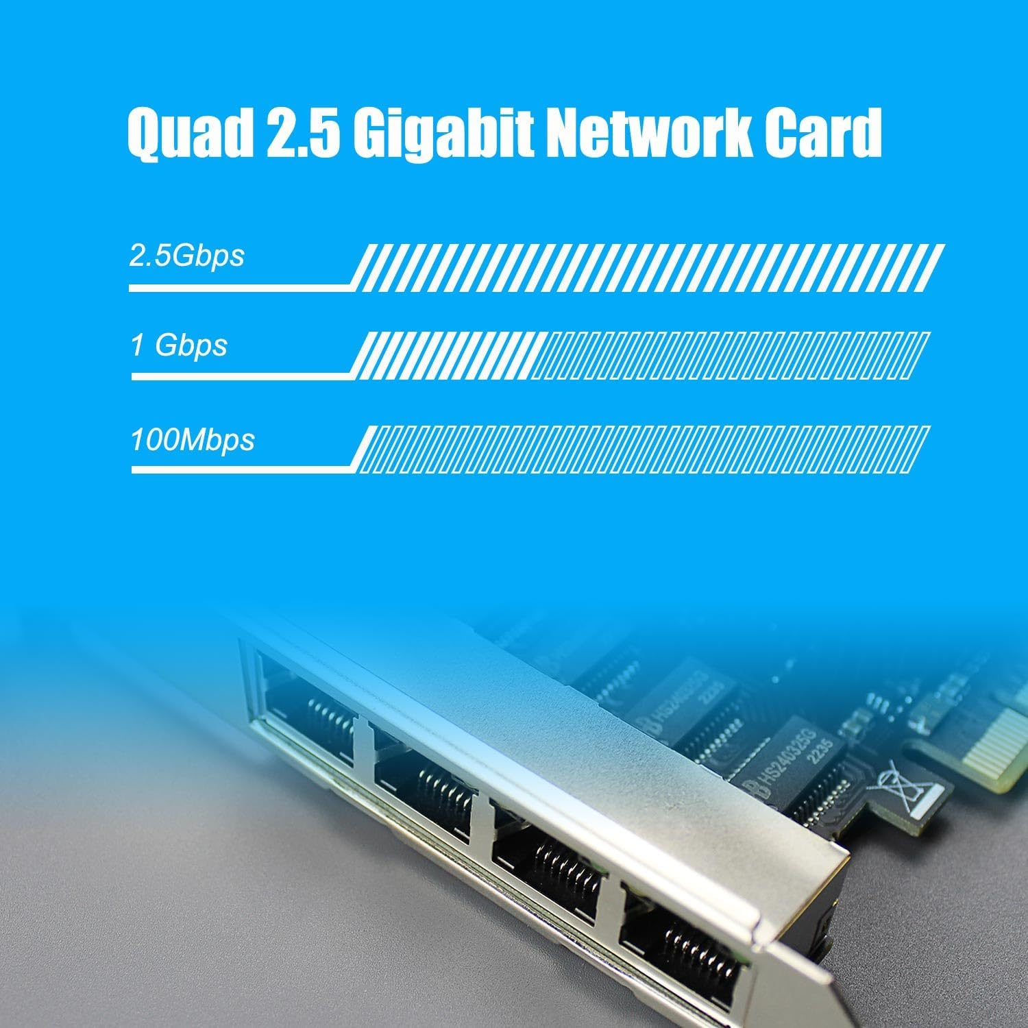 GLOTRENDS LE8445 4-Port 2.5Gb Pcie Network Card for Desktop PC, 2500/1000/100Mbps Gigabit Ethernet RJ45 LAN Port, PCIE X4 Interface, Regular & Low Profile Bracket image number 2