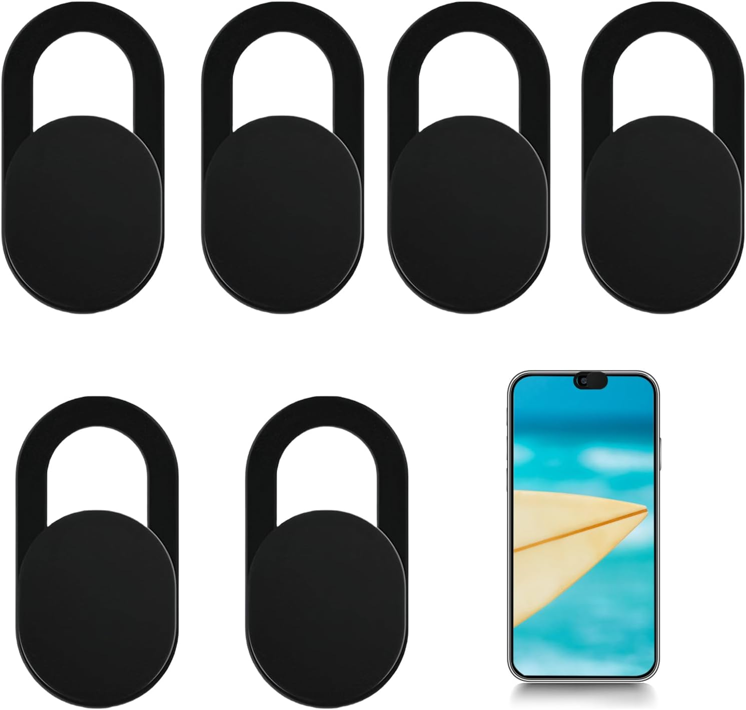 6-Pack Webcam Cover, Ultra-Thin Phone Camera Cover for Mac Book Pro, I M Ac, Lap Top, P C, I P a D Pro, I P H O N E 8/7/6 Plus, Privacy Protection, Easy to Use, Secure and Durable, Black image number 1