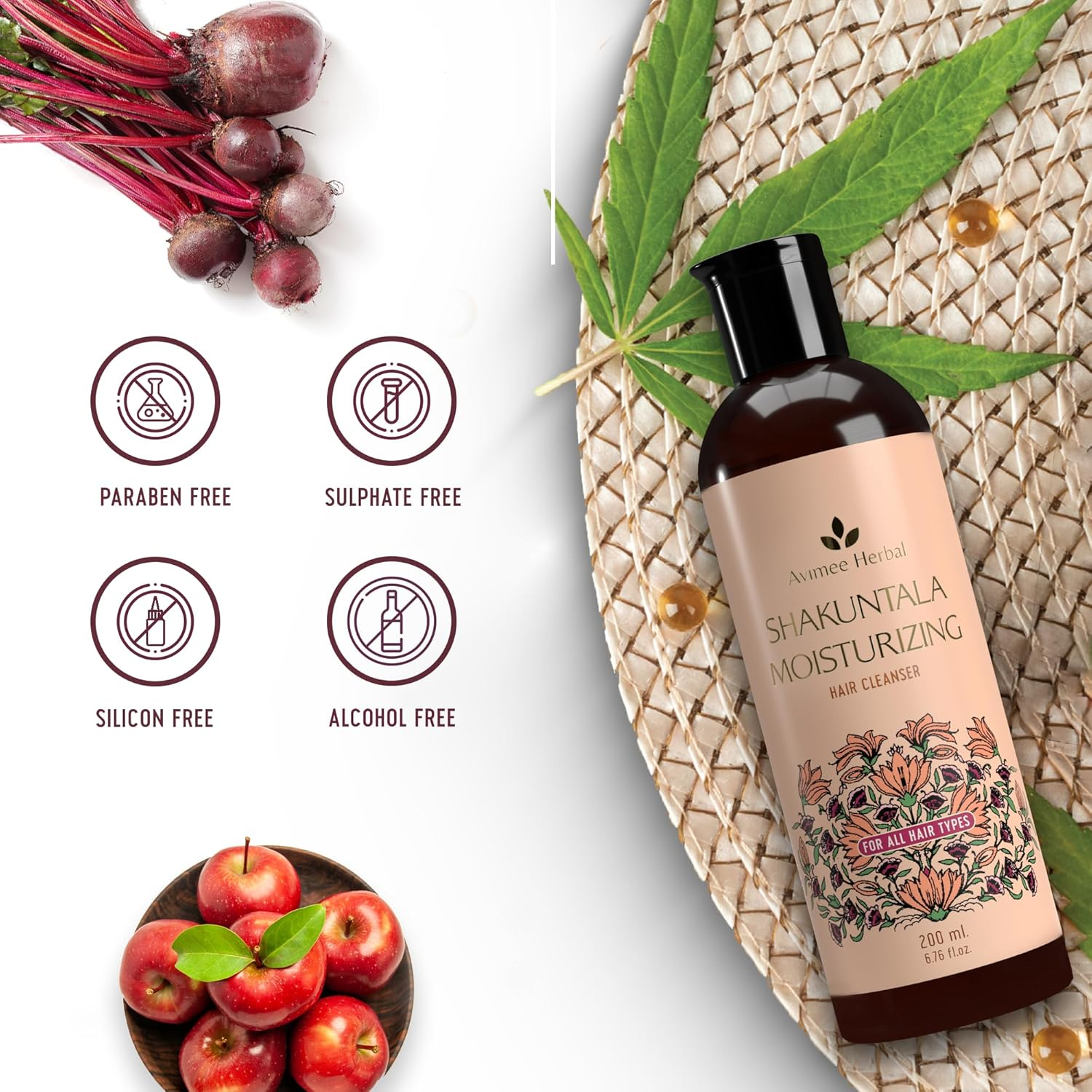 AVIMEE Herbalshakuntala Moisturizing Hair Shampoo with Hyaluronic Acid | 24 Hrs Deep Hydration & Nourishment, Repairs Dry & Damaged Hair | for Men & Women | 200 Ml image number 2