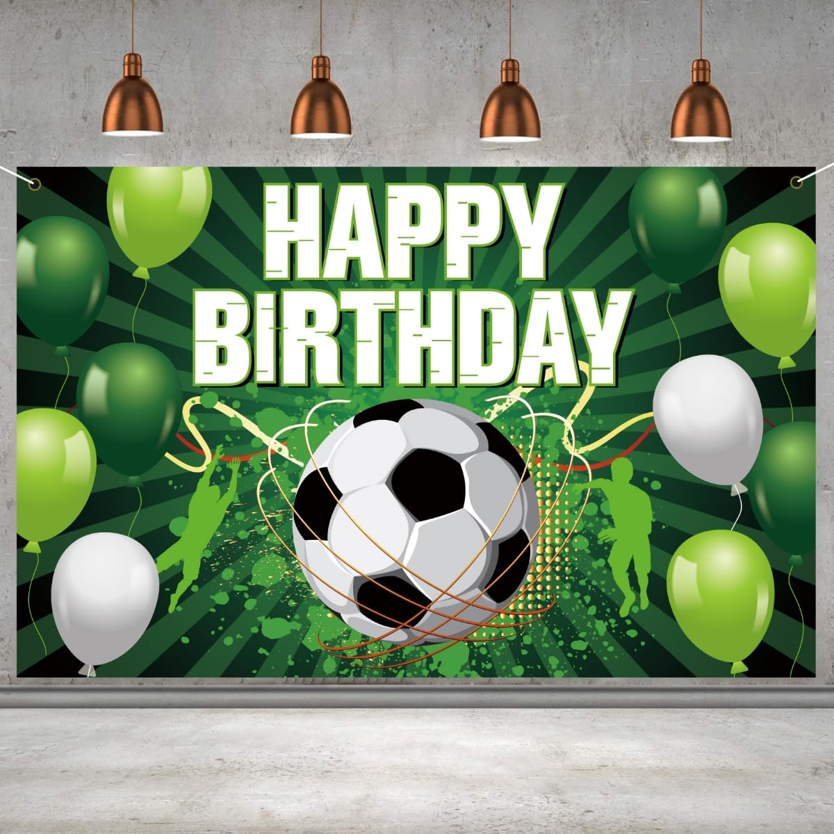 Costume Bay Happy Birthday Backdrop Banner 180 * 110 Cm Large Background Cloth Photo Party Large Decoration Sign for Birthday Party (Soccer Ball Birthday Banner, ONE) - Alien Birthday Banner image number 2