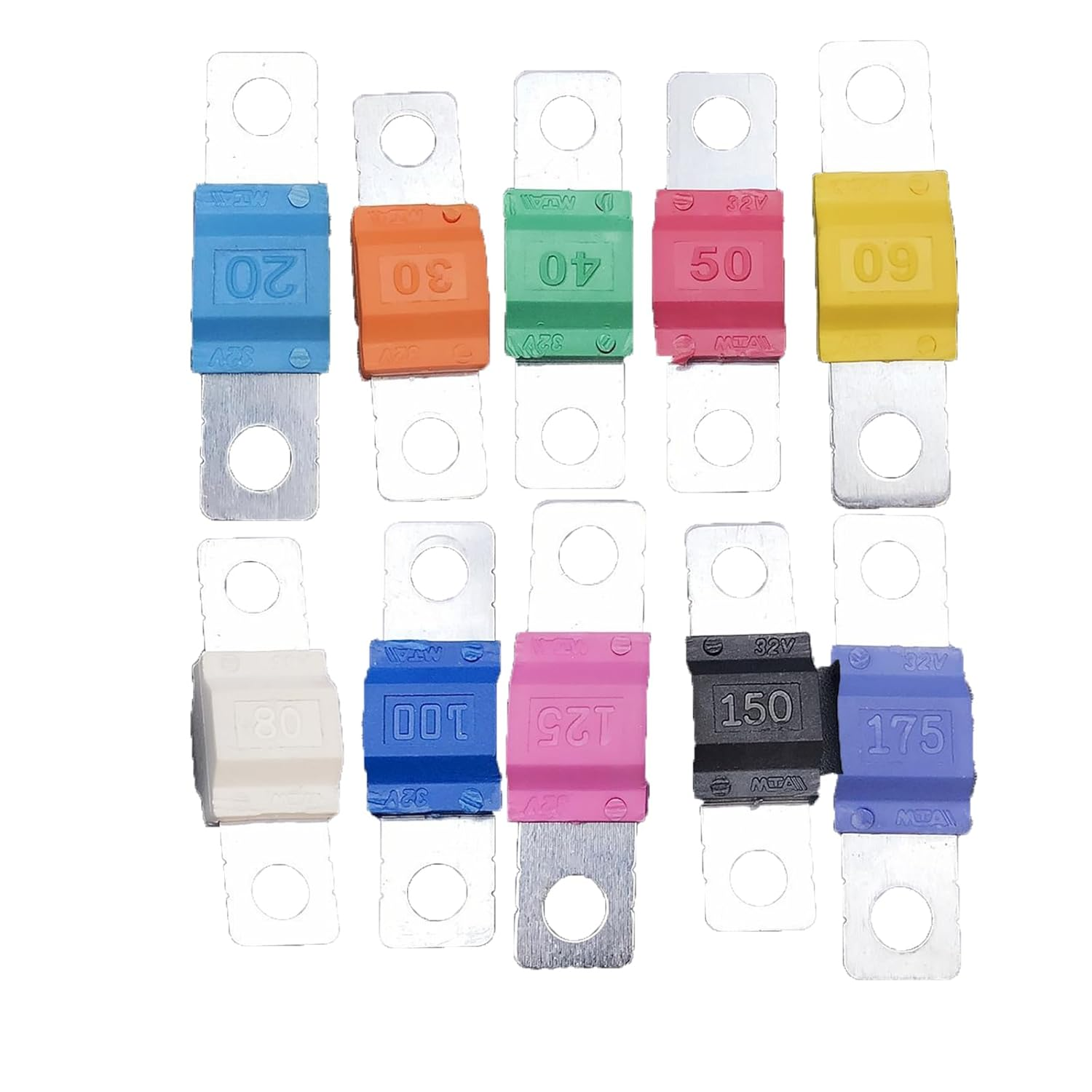 AZSNDB 12Pcs Midi Fuse 30/40/50/60/70/80/100Amp 32V Car Fuse Bolt-On Fuse for Marine Power System Motor Car Audio image number 1