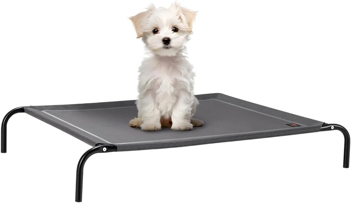 Petzly Cooling Elevated Dog Bed for Small Medium Dogs, Portable Indoor & Outdoor Pet Hammock with Skid-Resistant Feet, Upgraded Frame Dog Cot with Washable Breathable Mesh, Grey, 87X65X20Cm image number 3