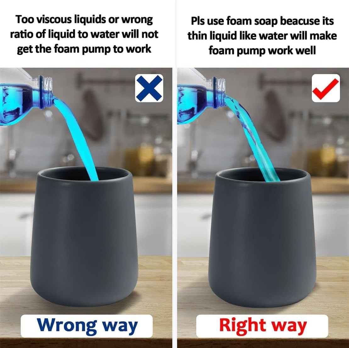 400Ml/13Oz Foam Hand Soap Dispenser, Grey Ceramic Hand Soap Dispenser for Bathroom Kitchen, Lotion Hand Pump Dispenser, Refillable Pump Bottle Dispenser for Hand Soap Shampoo Shower Gel image number 5