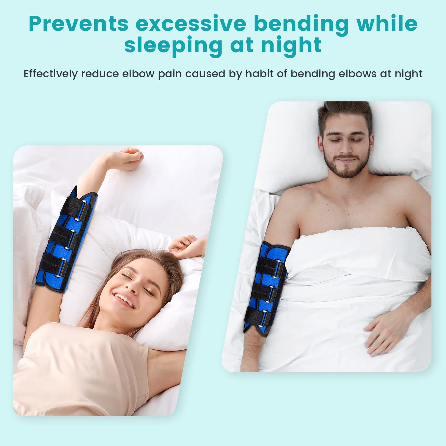 Elbow Brace,Elbow Splint for Cubital Tunnel Syndrome,Night Elbow Sleep Support with 3 Plastic Strips,For Ulnar Nerve, Tennis Elbow,Tendonitis,Fits for Men and Women, for Left and Right Arm - L/XL image number 3