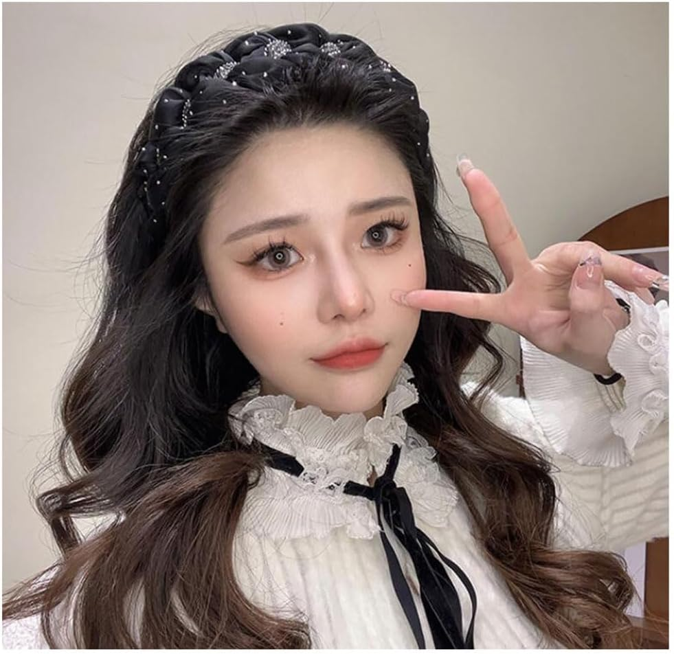 Twist Headbands for Women Rhinestone Braided Headband Women'S Headbands Non Slip Hairband Braid Hair Band Head Bands for Women Hair Accessories for Girls Black