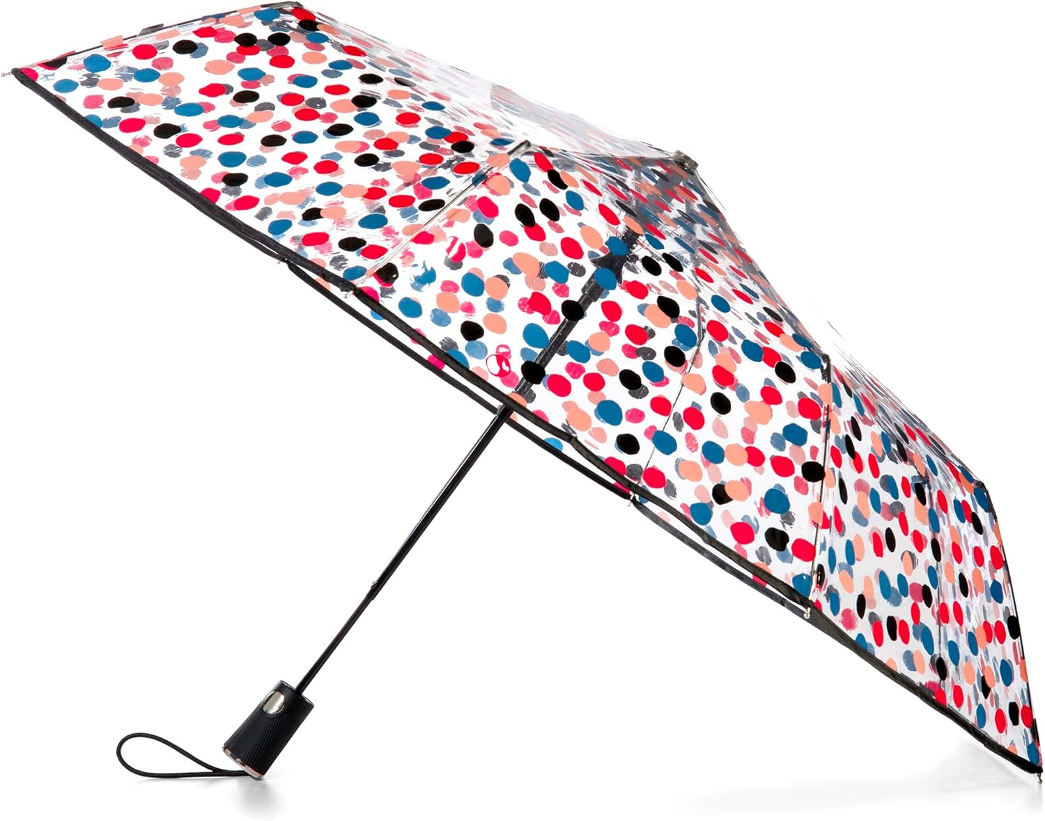 Totes Clear Canopy Automatic Open Foldable Umbrella, Clear Polka Dot, One Size, Automatic Clear Umbrella