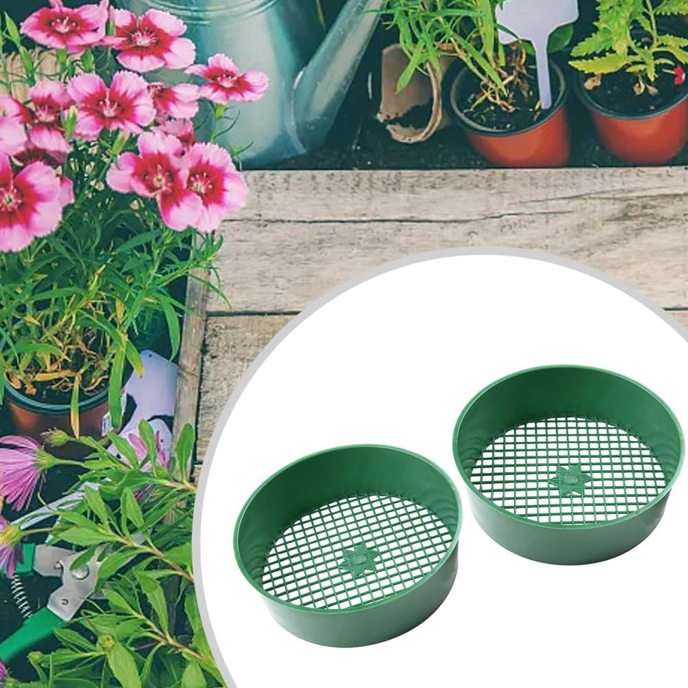 Garden Sieve Gardening Tools 2Pcs Garden Sieve Plastic Soil Sieve Filter Mesh Composy Soil Sand Stone Mesh Soil Sieve Nursery Tools Garden Supplies image number 2