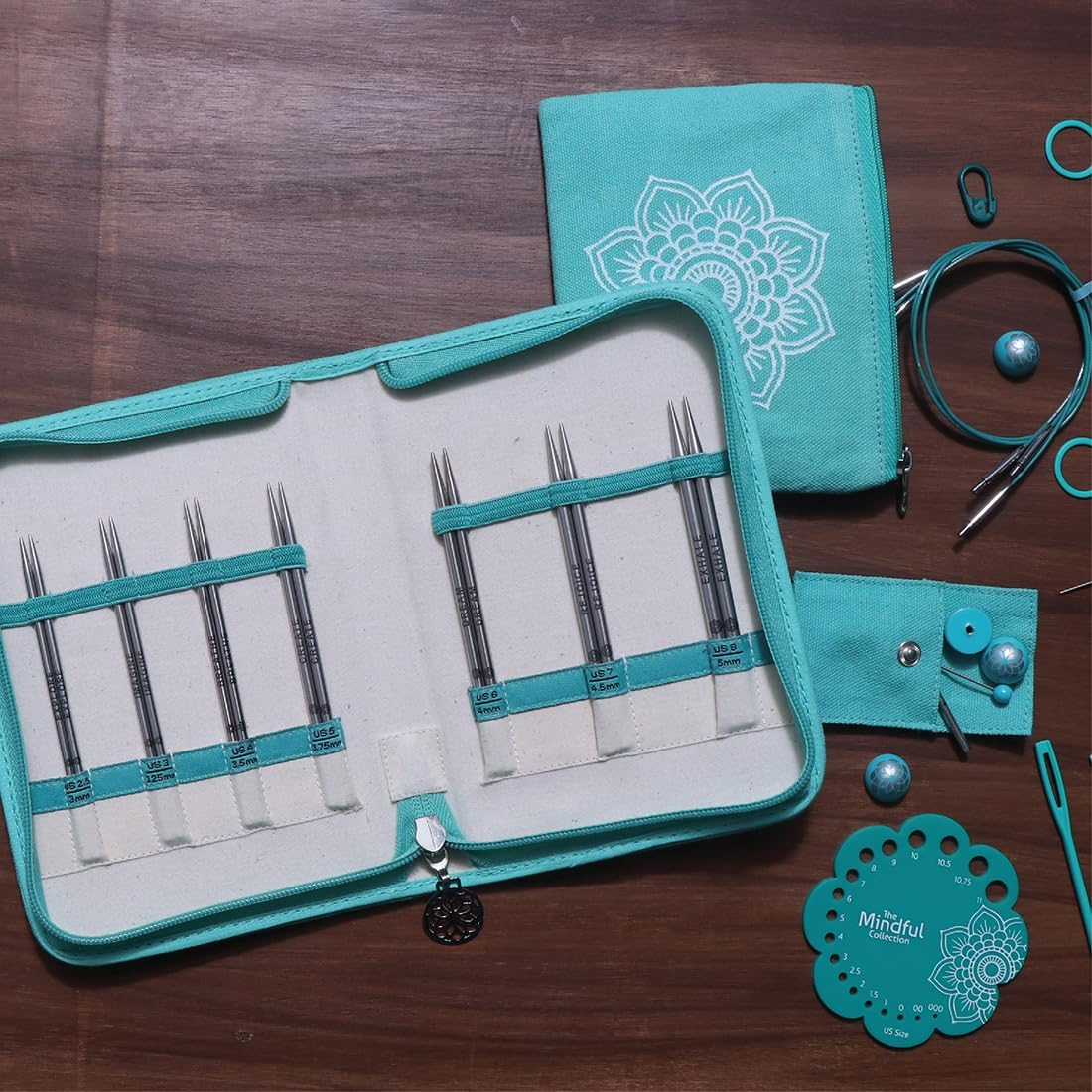 Knitpro Mindful Interchangeable Needle Set &ndash; 7 X 13Cm Circular Knitting Pin Pairs with Accessories Mindful Hope Set for Beginners, Professionals & Gift Set, Silver image number 1