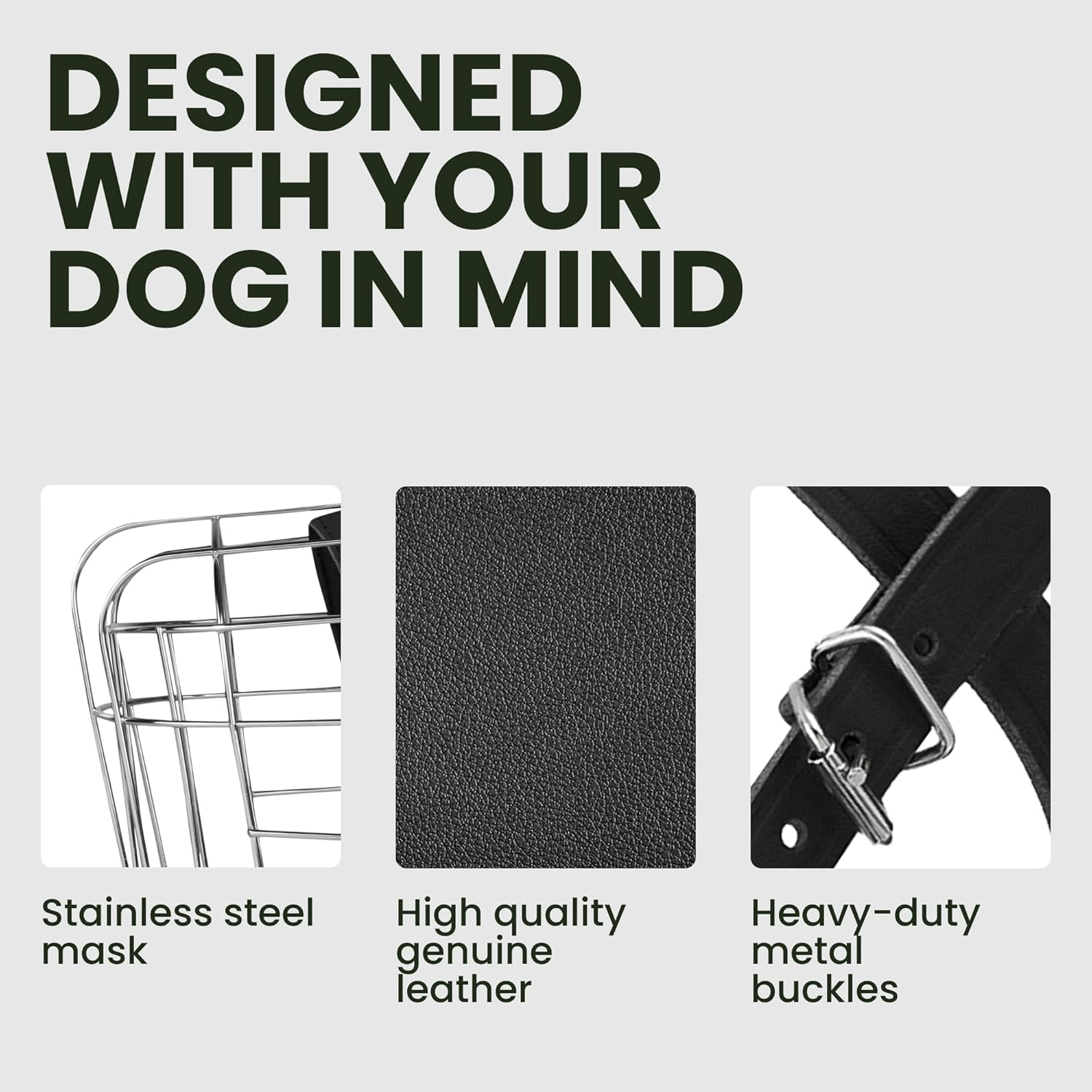 Bronzedog Metal Wire Basket Dog Muzzle Great Dane Mastiff Leather Adjustable Muzzles for Large Dogs (XL) image number 1