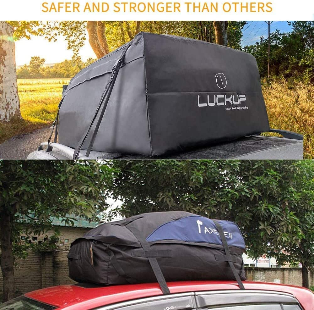 KELIXU Rooftop Cargo Carrier Bag Durable 100% Waterproof,Fits All Cars with Rack or No Rails, 4 Heavy Duty Wide Straps and Buckles, Black, 235Kg,0.52 Cubic Meter image number 1