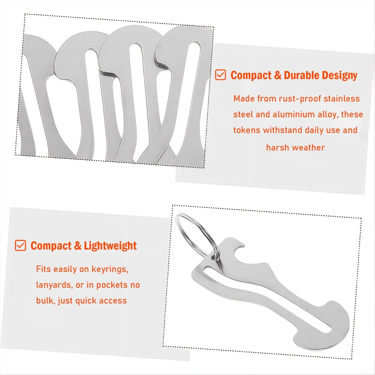 SILHOL 5 Pieces Stainless Steel Trolley Keys, Coinless Shopping Cart Unlocker with Keyring image number 4