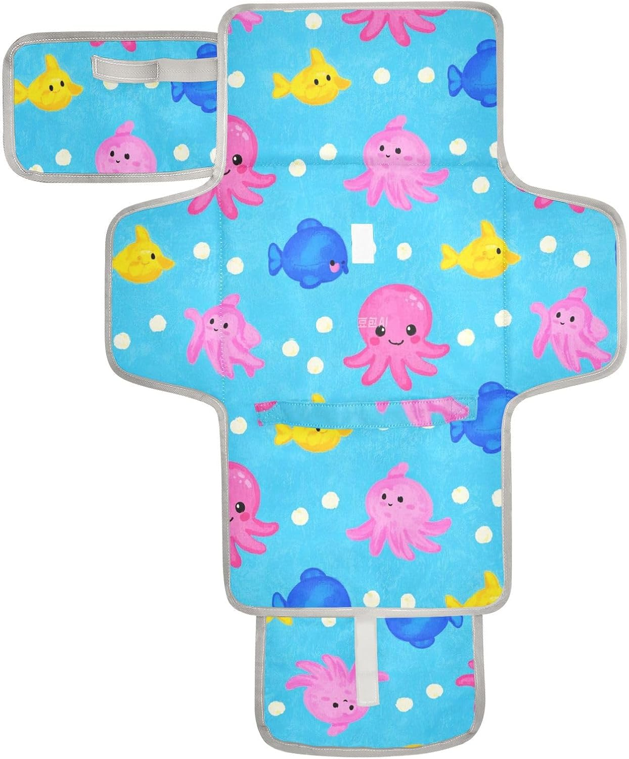 Reusable Changing Mat with Tissue Pocket Cartoon Animal Animal Sea Fish Blue Colorful Waterproof Changing Pad Lightweight & Foldable Changing Cambiadores De Pa?Ales Para Bebes image number 6