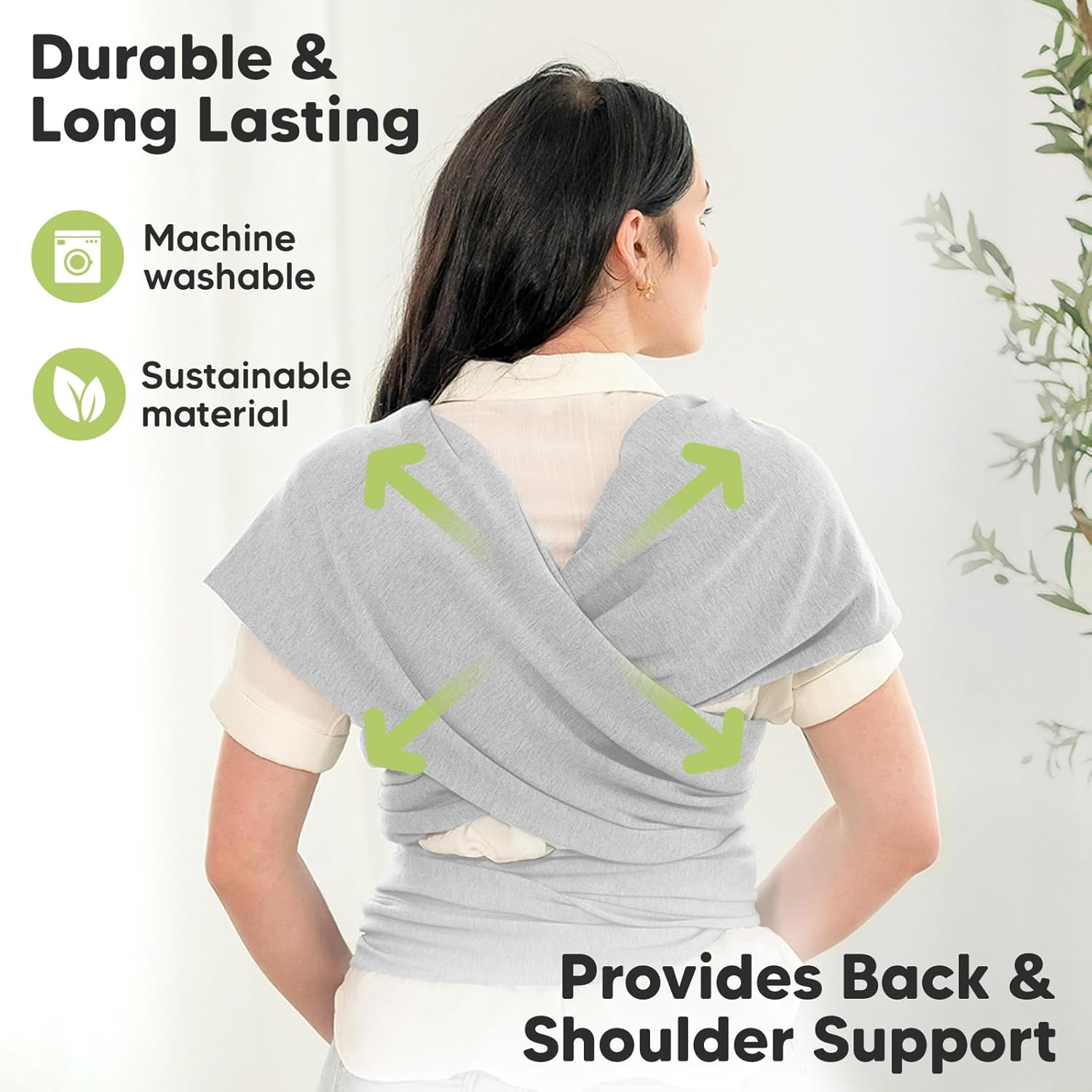 Keababies Baby Wrap Carrier - All in 1 Original Baby Carrier Newborn to Toddler Sling, Easy to Wear, Hands Free Bonding, Lightweight, Breathable Infant Wraps (Light Heather) - Ash Gray image number 4