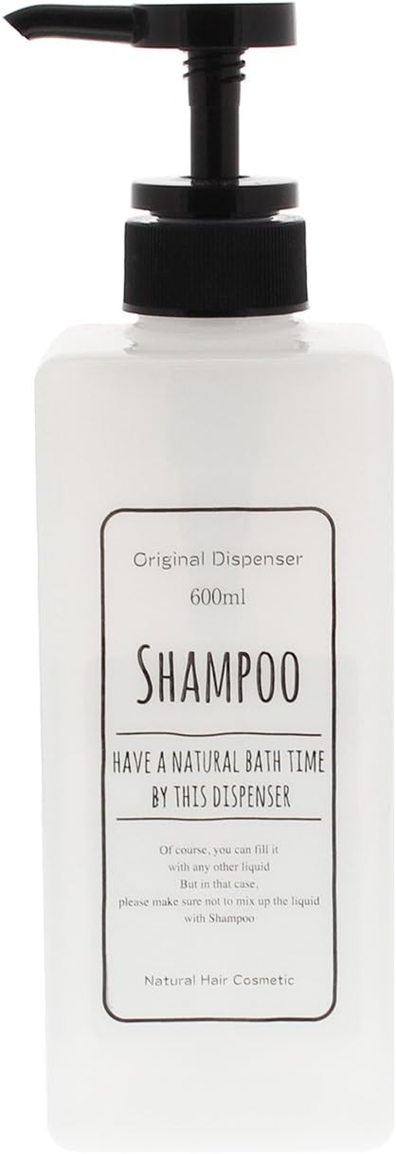 Living Dispenser Pump Bottle, Square, for Shampoo, White, 20.3 Fl Oz (600 Ml) image number 5