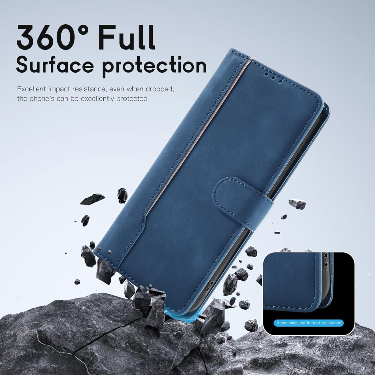 Aswant Wallet Case for Samsung Galaxy A56 5G Premium Leather Flip Protective Cover Magnetic Case with Stand Function (Blue) image number 2