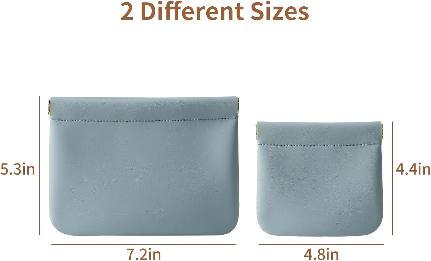 2 Pack Small Makeup Bag for Women, New Organosilicon Super Fiber Leather Mini Cosmetic Bag for Travel, Coin Purse Organizer Storage Pouch, Blue, Stylish image number 5