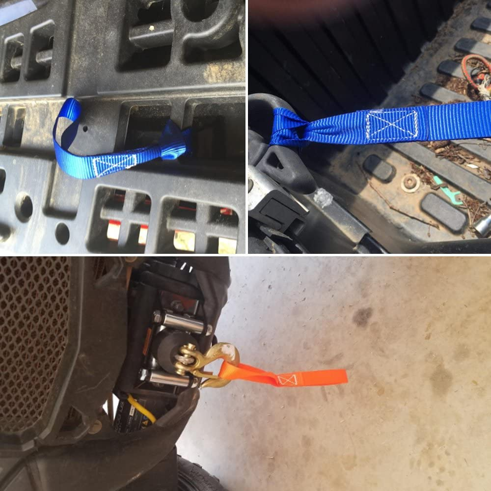 10 Pcs 11.6" Soft Loop Tie down Straps, Finegood 1,500Lb Load Capacity 4,500Lb Breaking Strength Belts for Secure and Confident Trailering of Motorcycle Dirtbike ATV UTV - Black, Orange image number 1