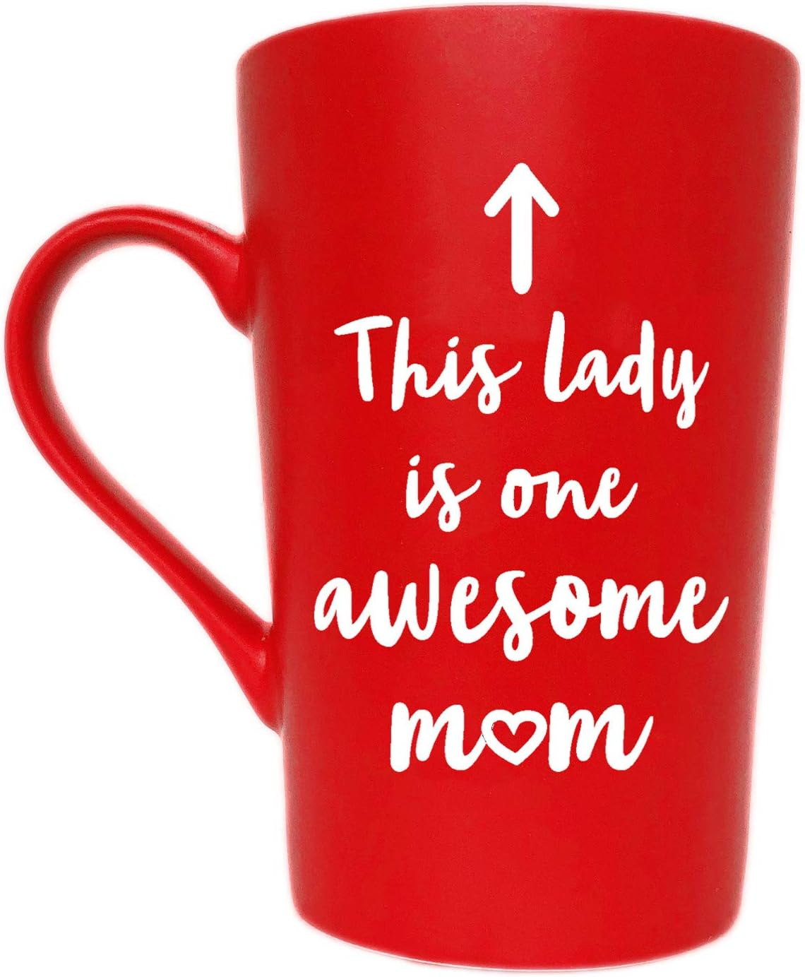 This Lady Is One Awesome Mum Coffee Mug Christmas, Funny Quote Cup for Mother'S Day or Valentine'S Day Gifts from Daughter Son or Husband, Red 12 Oz image number 1