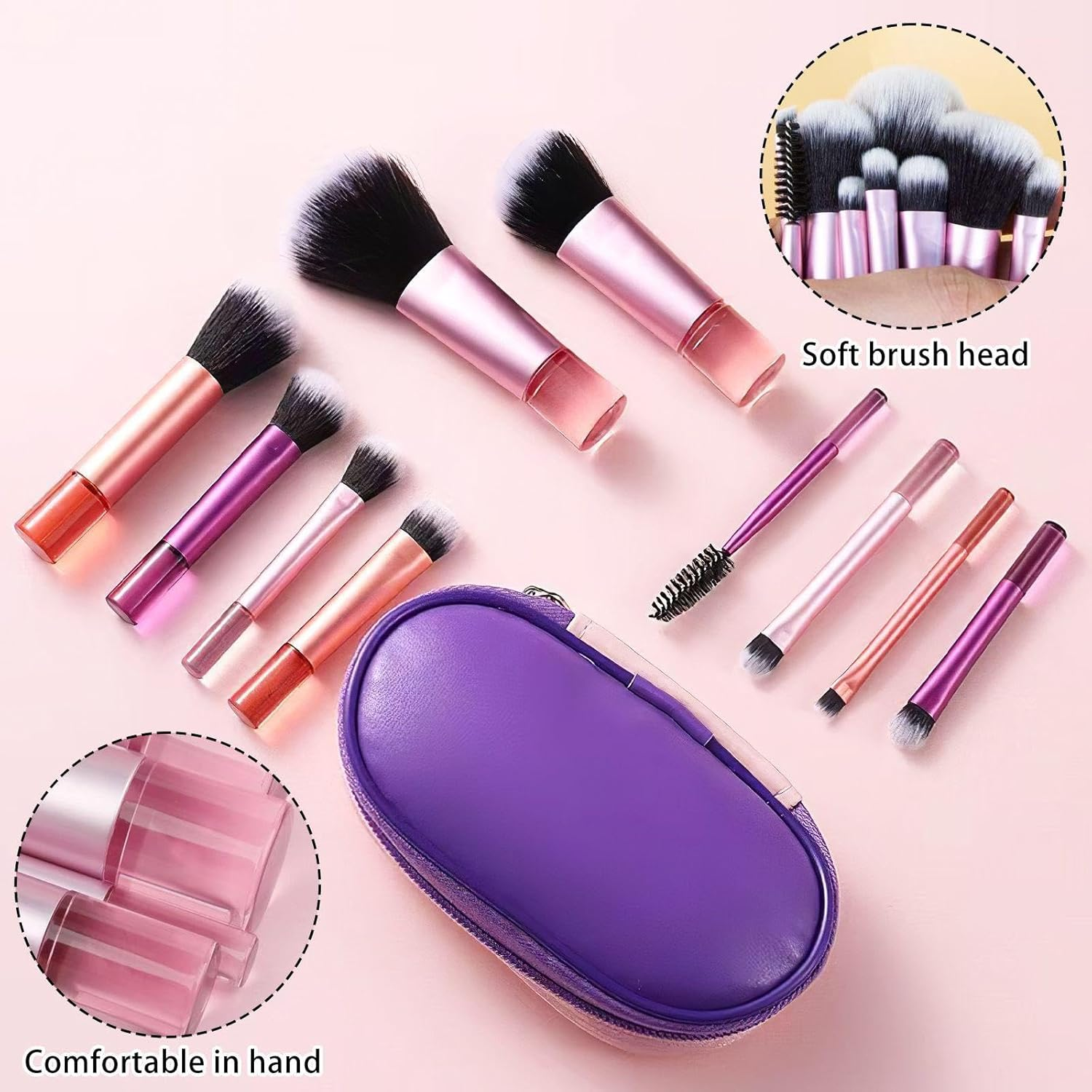 Pack of 20 Short Film Make-Up Brushes with 2 Pieces of Storage Bags, Portable Make-Up Brushes, Travel Supplies and Beauty Tools. image number 4