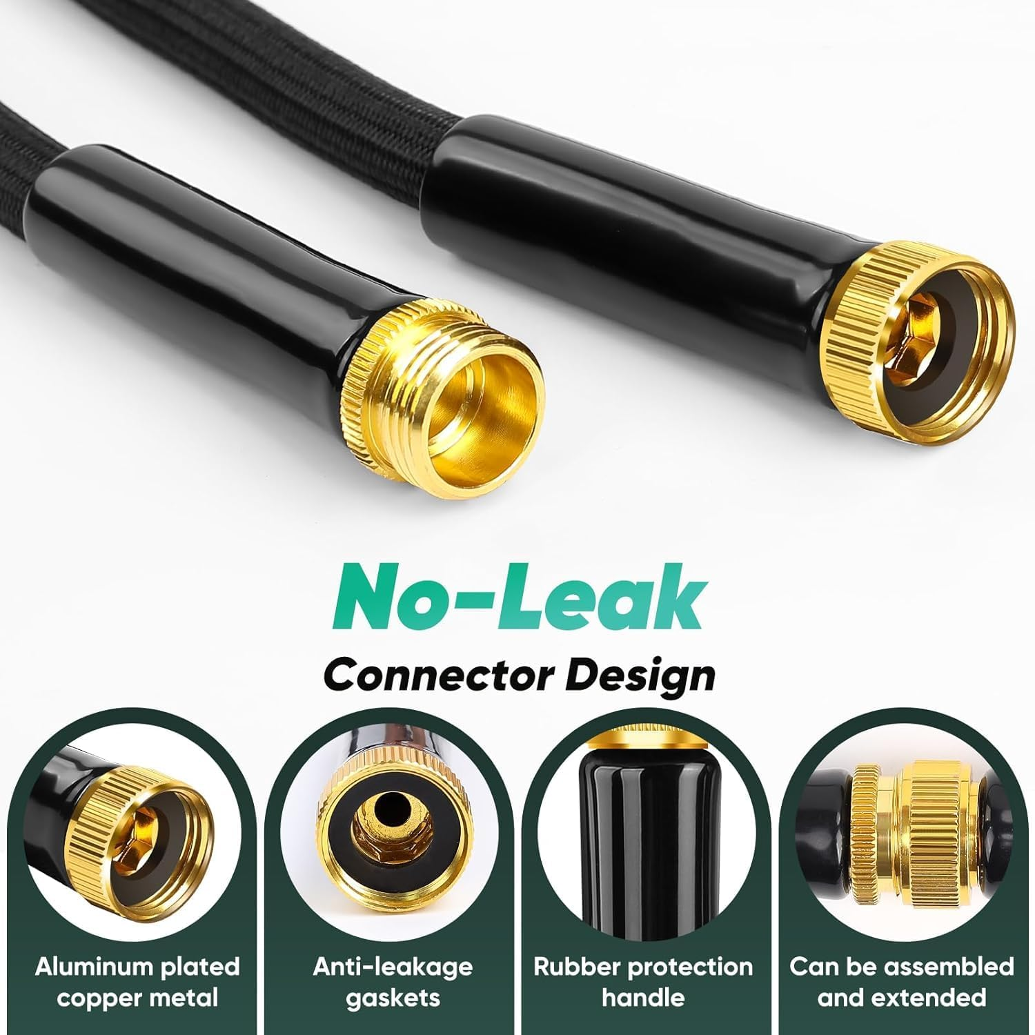 Garden Hose 100FT Lightweight Hose - Lightweight Hose with 8 Function Nozzle, Leak-Proof, No-Knot, Easy to Carry, Wear-Resistant, Sturdy, Flexible, Water Hose for Yard, Garden, Outdoor image number 1