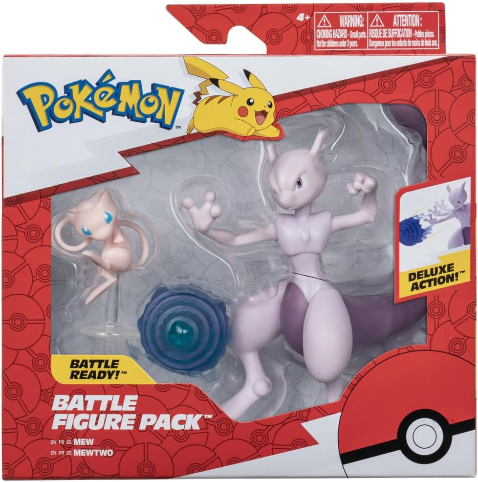 Pokemon Battle Figure Set 2 Pack Mew and Mewtwo Deluxe Action Ready image number 4