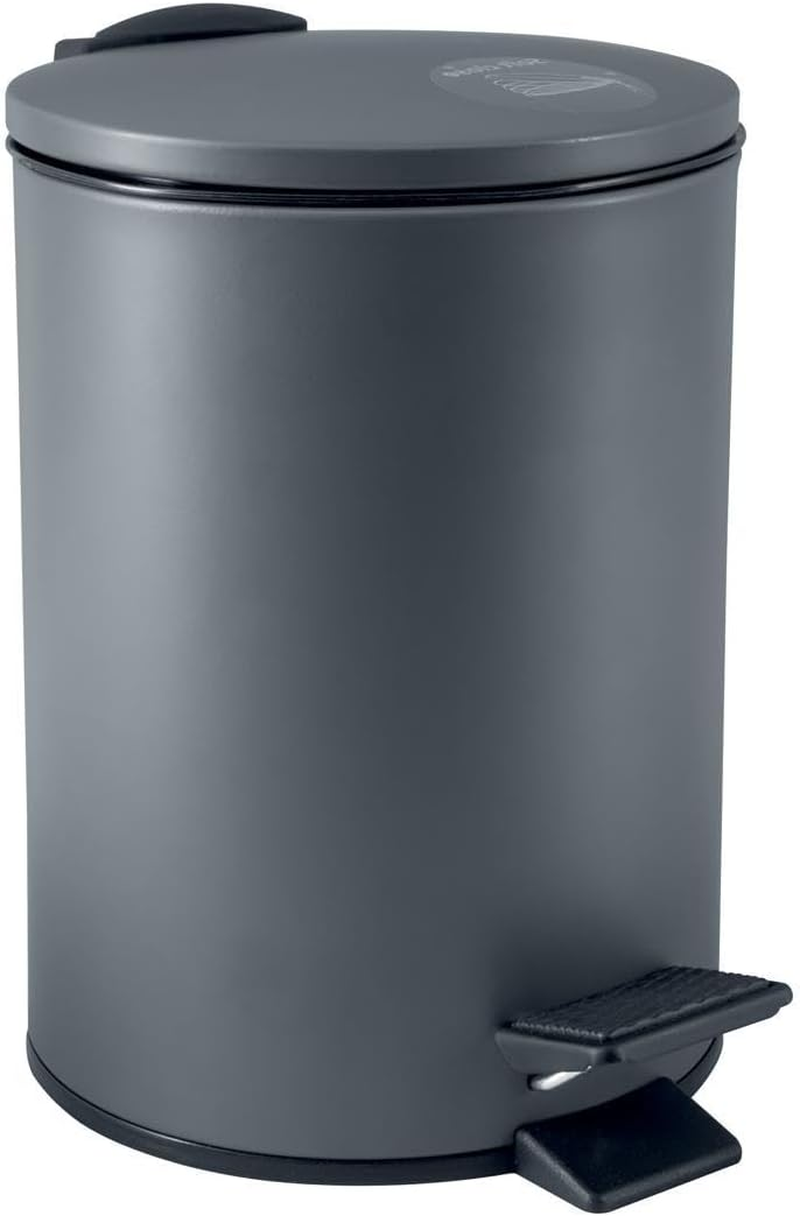Spirella Adelar Cosmetic Bin 3 Litres Stainless Steel with Soft-Close Mechanism and Inner Bucket Bathroom Rubbish Bin Soft Close Black