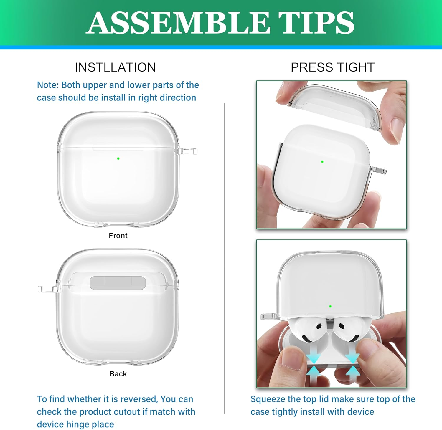 MHYALUDO for Airpods 4Th Generation Case Cover 2024, Military-Grade Shockproof, Soft TPU Highly Transparent Anti-Yellowing for Airpods 4 Case with Cleaning Kit & Cute round Buckle, Clear White image number 3