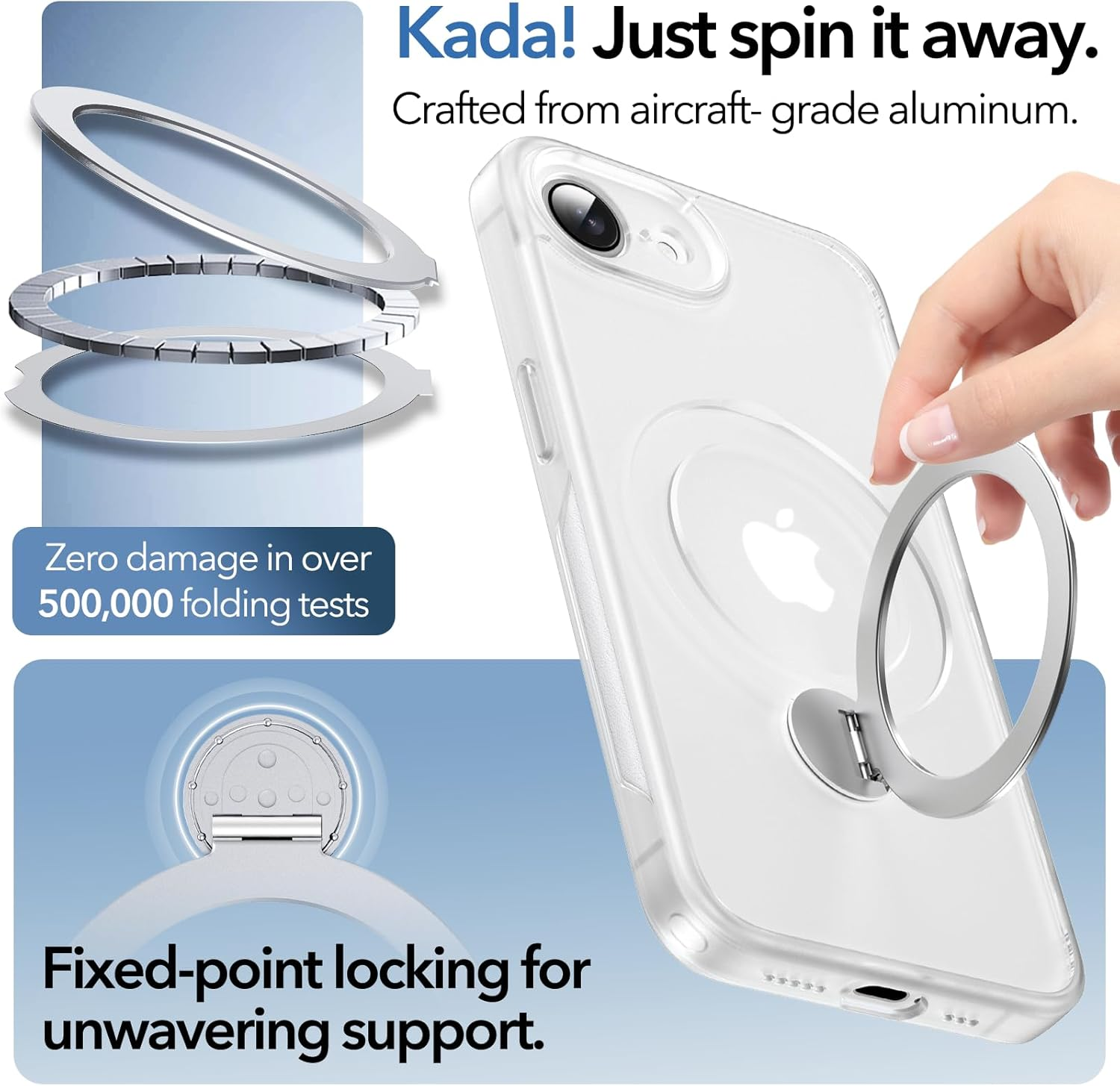 Anqrp Case for Iphone 16E with 360&deg; Magnetic Adjustable Stand, Compatible with Mag, Non-Slip Mobile Phone Case for Iphone 16E, Military Grade Robust Protective Case, White Mist image number 4