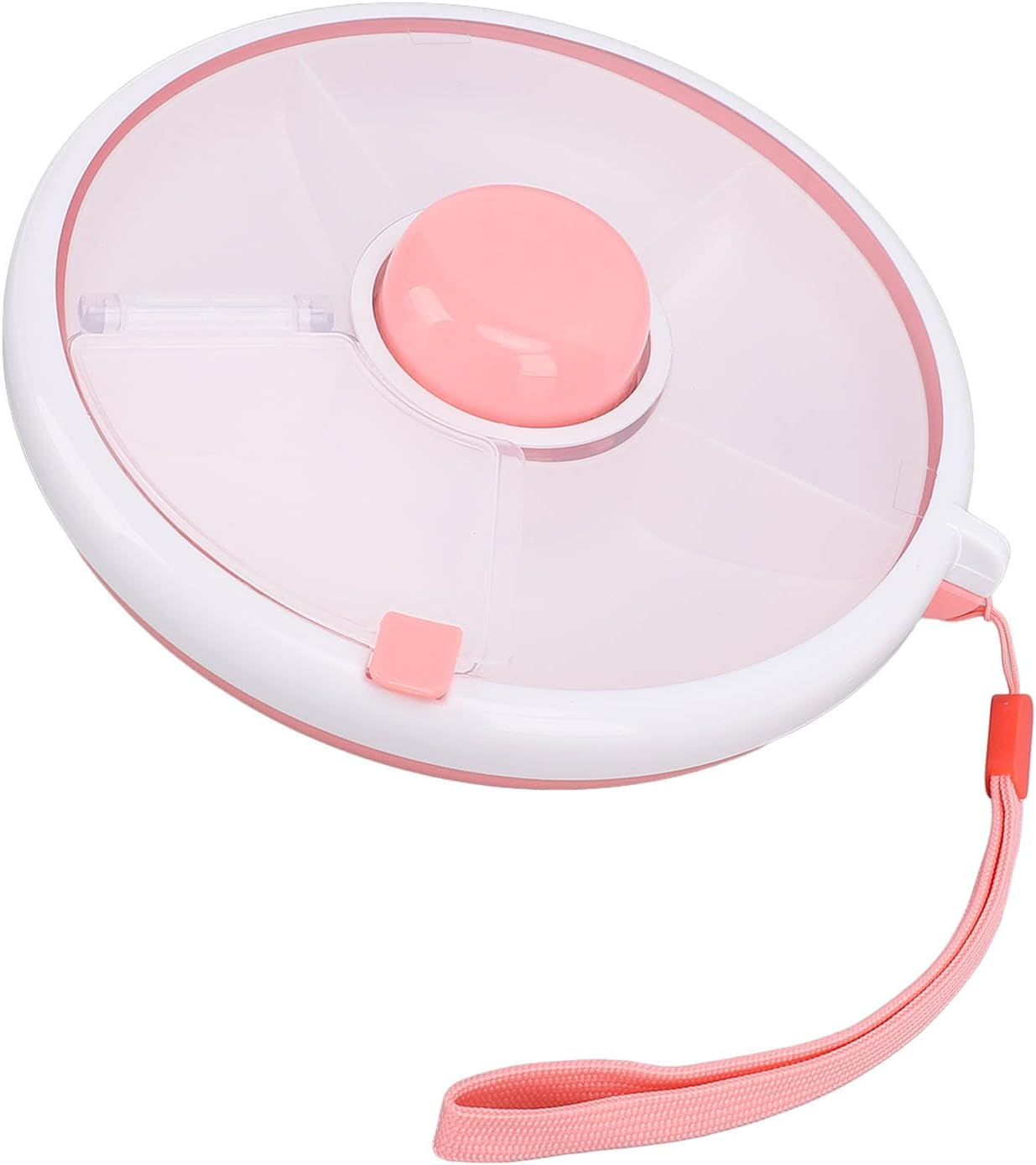 Rotating Kids Food Box, 360&deg; Rotating Snack Bundle, Reusable Snack Container with 5 Compartment Dispenser and Lid, No Spill, Leakproof, Dishwasher Safe, for Home, Travel (Green)