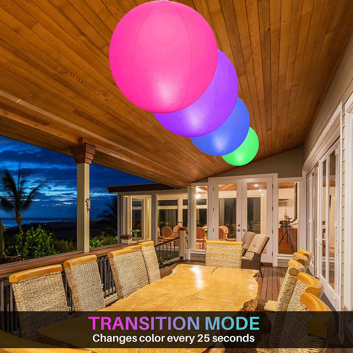 Solar Floating Pool Lights - Pack of 2 Solar Powered Color Changing 14-Inch Balls - Float or Hang in Pool Garden Backyard Pond Party Decorations - Inflatable Wateproof RBG Lights Accessories image number 4