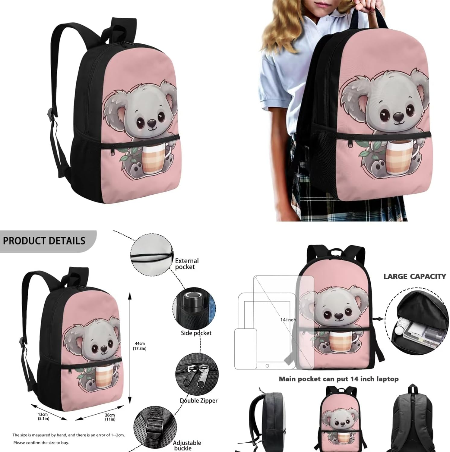 XXQGOMG Elementary School Backpack for Toddler Girls Boys School Bag and Lunch Bag Set 4 in 1