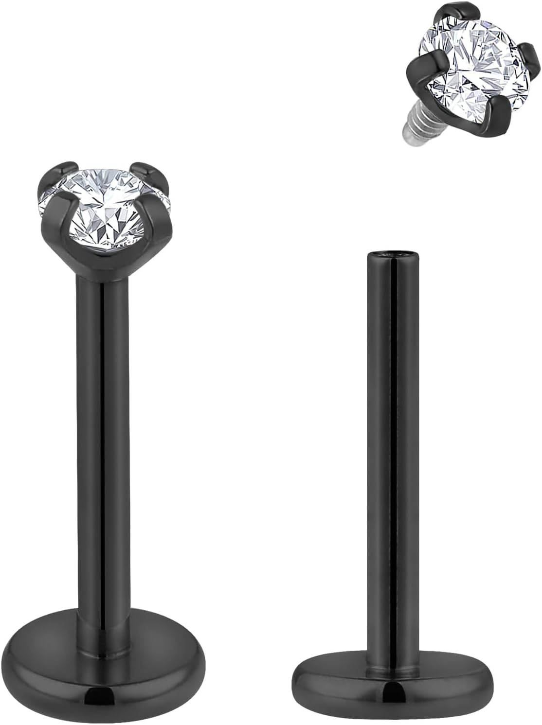 365 SLEEPERS 2 PCS 18G Titanium 6Mm 8Mm Internally Threaded Monroe Lip Ball Gem Labret Tragus Septum Nose Helix Rook Cartilage Earrings Body Piercing Jewellery