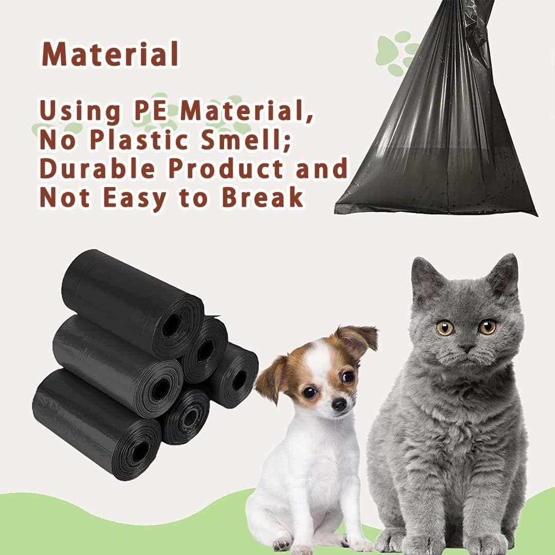 Aitodos&reg; 30 X 21.5Cm PE Material Portable Black Dog Poo Bags (6 Rolls, 15 per Roll) image number 5