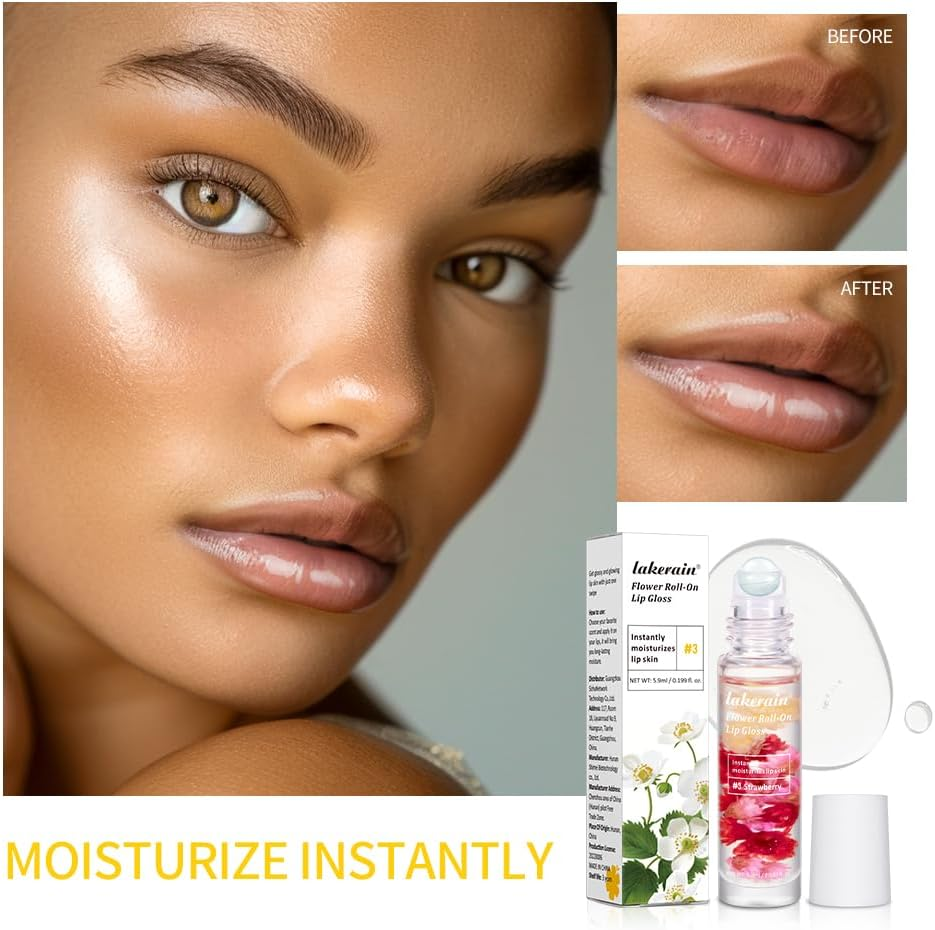 Flower Roll-On Lip Gloss, Watermelon Flavour, 5.9Ml