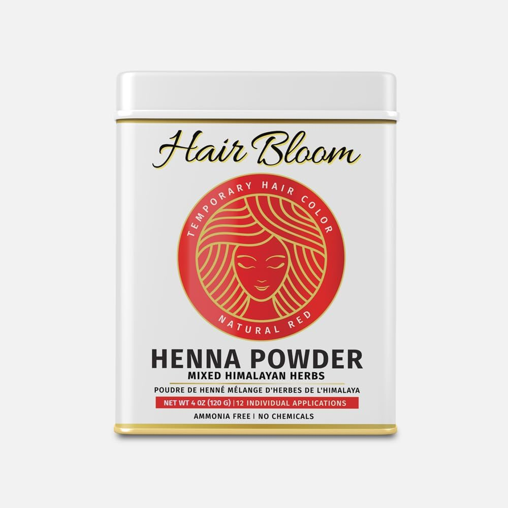 Hair Bloom Natural Red Hair Color- Henna W/Mixed Himalayan Herbs Hair Color Powder- 12 Individual Sachets (10 Gm Each)- Reusable Brush & Tray Included- Shiny & Smooth by Pride of India