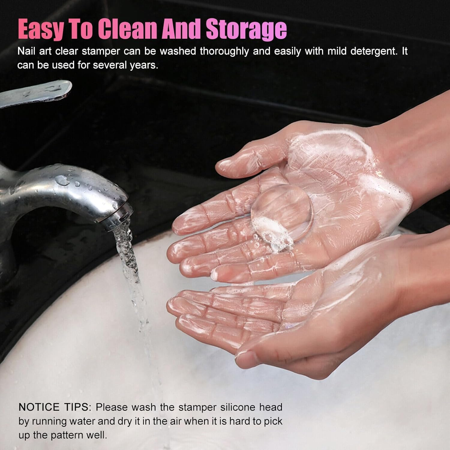 Nail Art Stamper, Clear Silicone Stamping Jelly with Scraper, Transparent Visible Body, No Misplacement for DIY Nail Decor, Home Manicure Starter Tool Salon, French Tip Stamp, 200-Time Using (Clear) image number 2