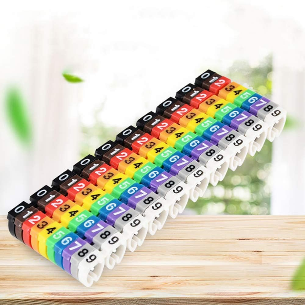 150Pcs 6Mm Number 0-9 Cable Markers Colorful Marking Number Label for 2-3Mm Wire image number 1