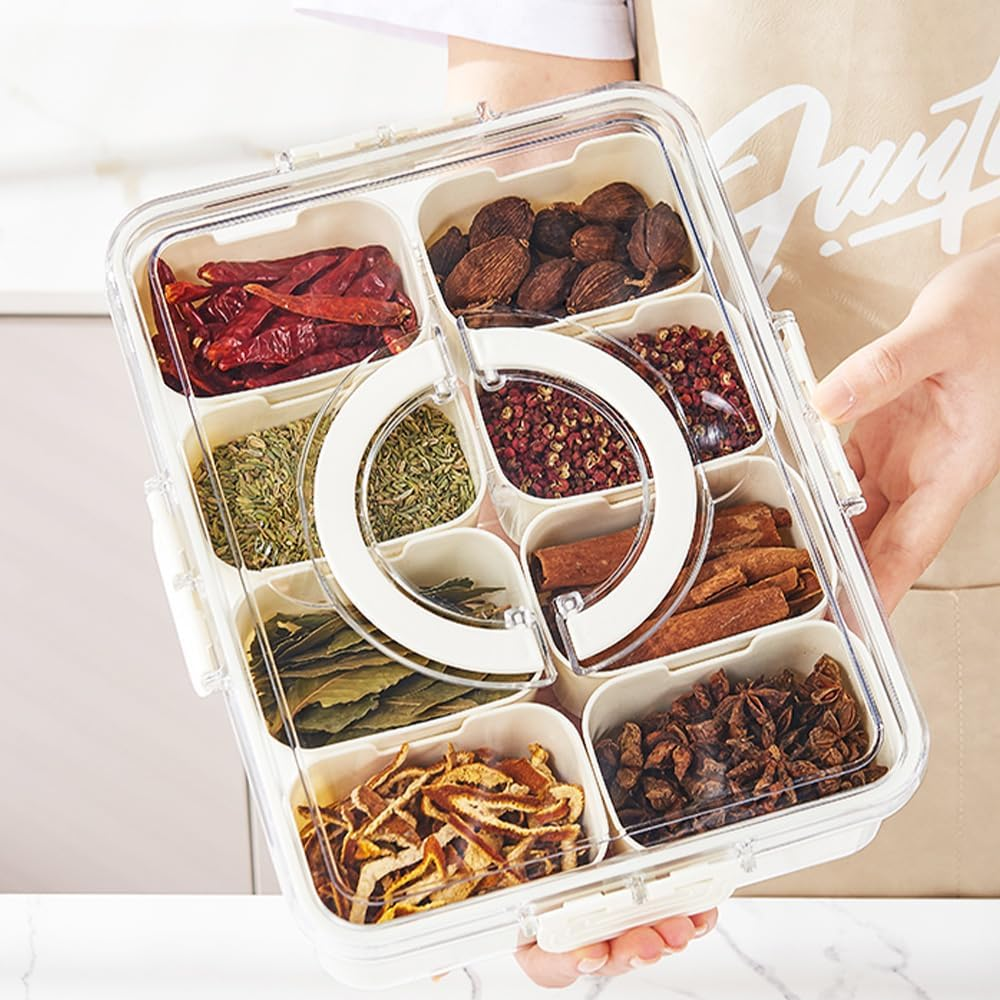 IRONA Snackle Box Container, Divided Serving Tray with Lid and Handle, Portable Snack Platters, Clear Organizer for Candy, Fruits, Nuts, Snacks, Perfect for Party, Travel& Picnic