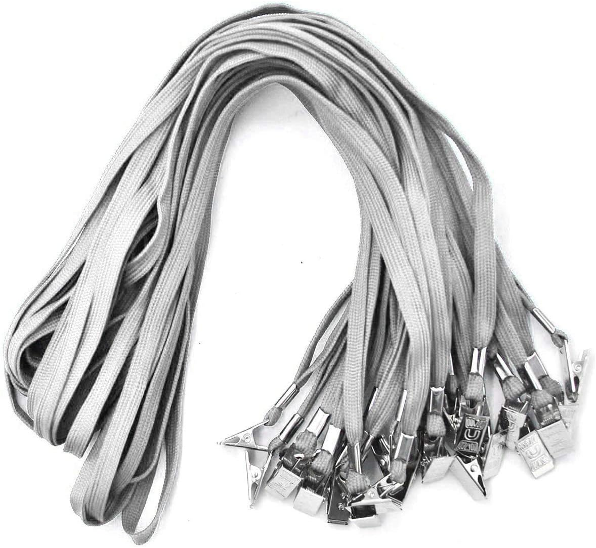 Black Lanyards 100 PCS Badge Lanyards with Clip Office Neck Flat Bulk Lanyard with Badge Bulldog Clip