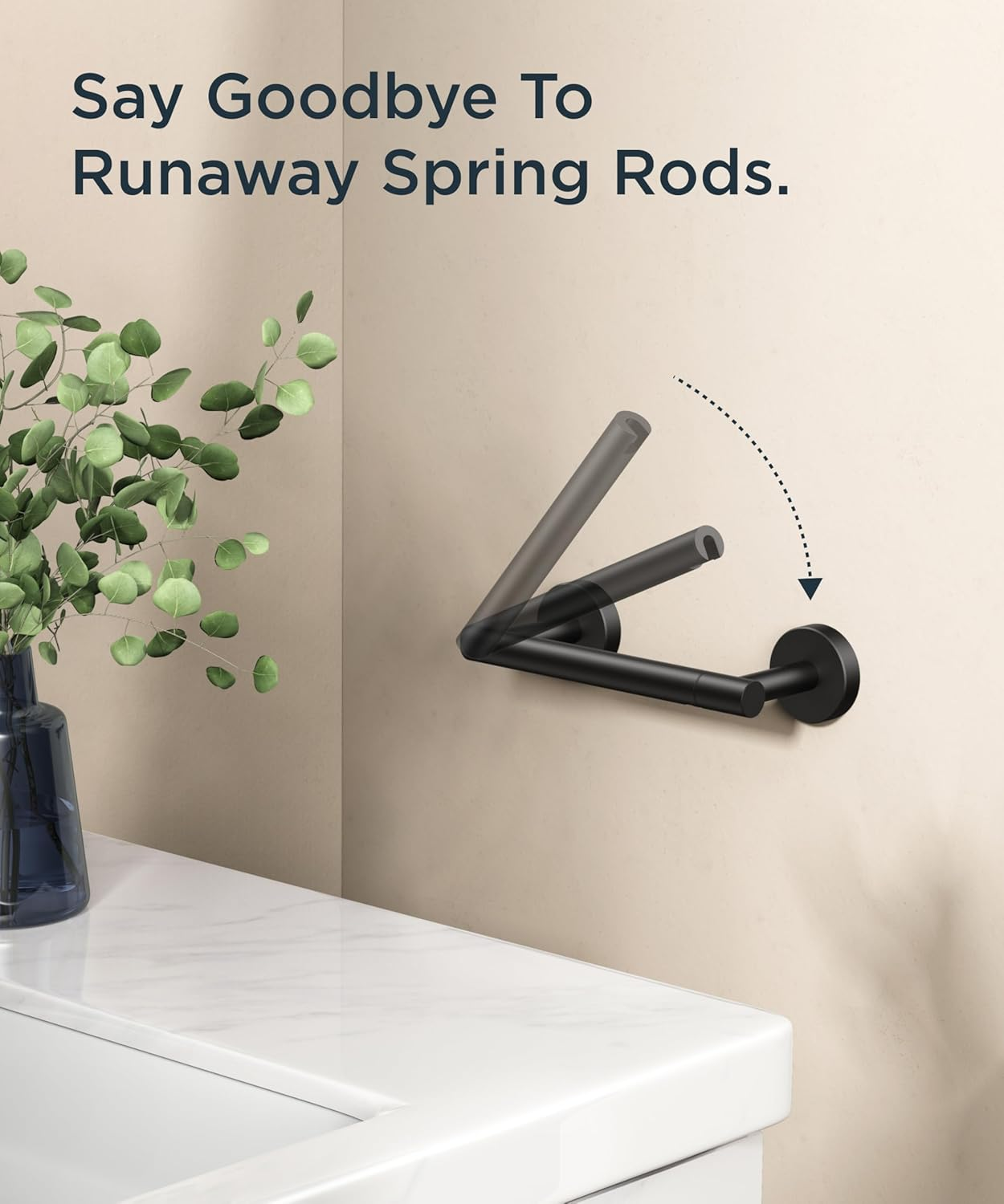 FORIOUS Toilet Roll Holder, Wall Mount Rustproof Stainless Steel Double Post Pivoting Design, Bathroom Roll Holder, Matte Black image number 2